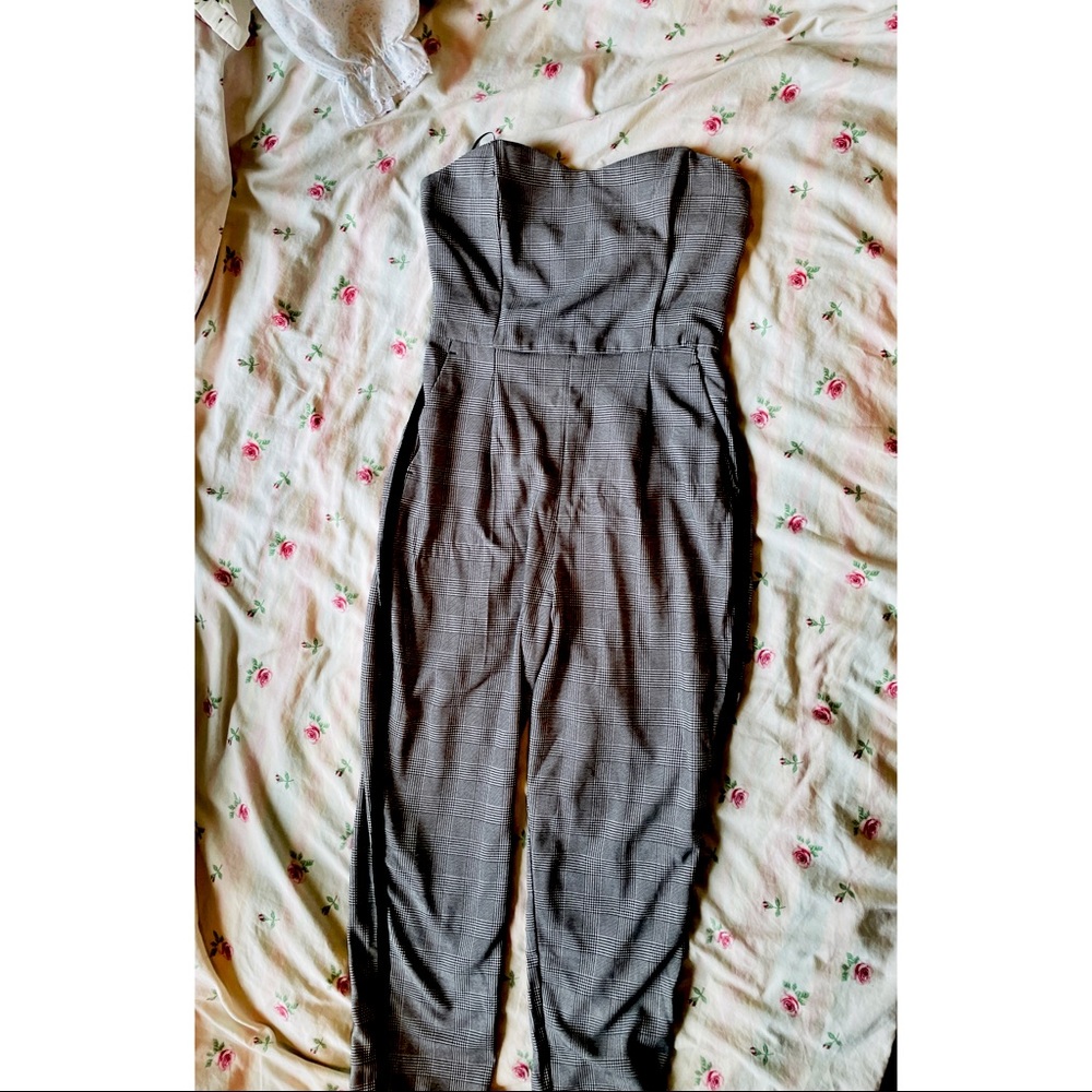 Strapless Checkered Romper